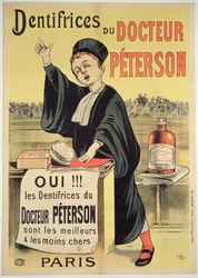 Plakat, der reklamerer for Dr. Petersons tandpastaer